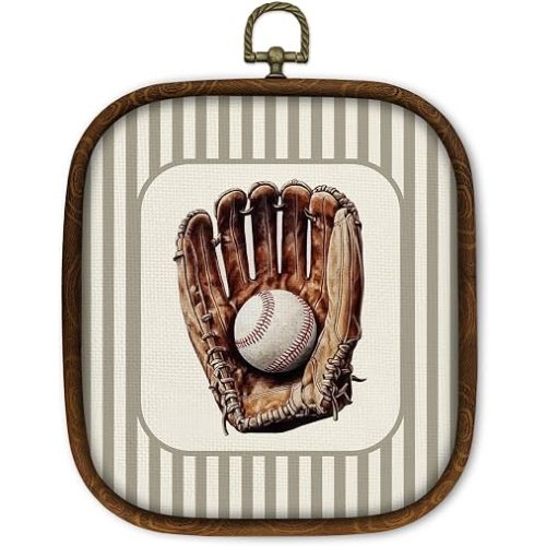 WULQYING Baseball Nursery Wall Art Decor, Sports Nursery Boys Room Square Framed Canvas Art Prints, Sport Lover Gift Baseball Wall Hanging Decor for Kids Boys Room Bedroom Playroom, 5.7x6.5 Inches