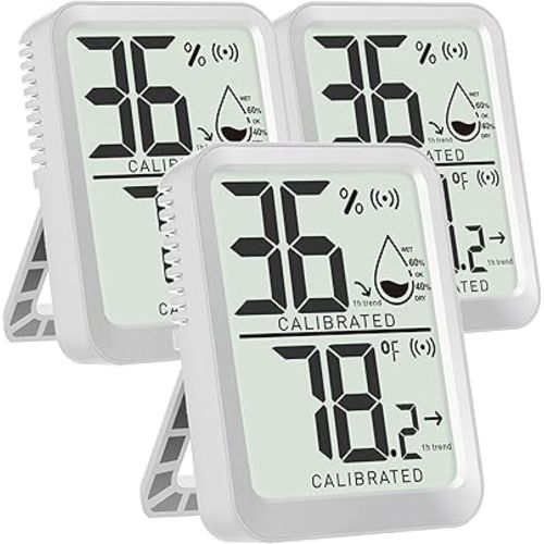 3 Pack Room Thermometer Indoor Hygrometer for Home, Digital Sensor Mini Humidity Gauge Meter, Temperature Humidity Monitor for Bedroom, Pet, Plant - Battery Included