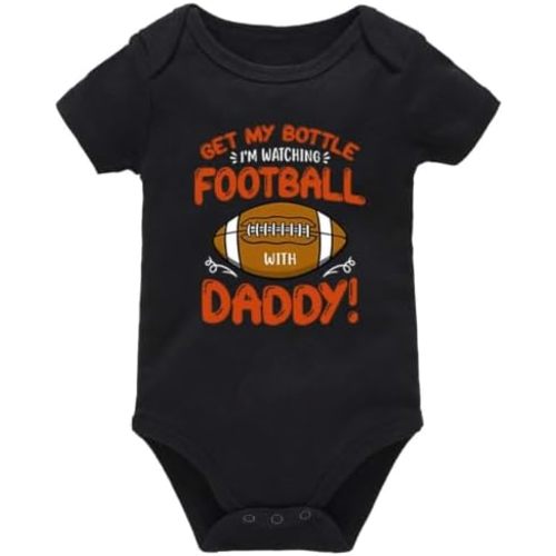 Get My Bottle I'm Watch Football With Daddy Unisex Baby Bodysuit Long Sleeve Tiny Rompers