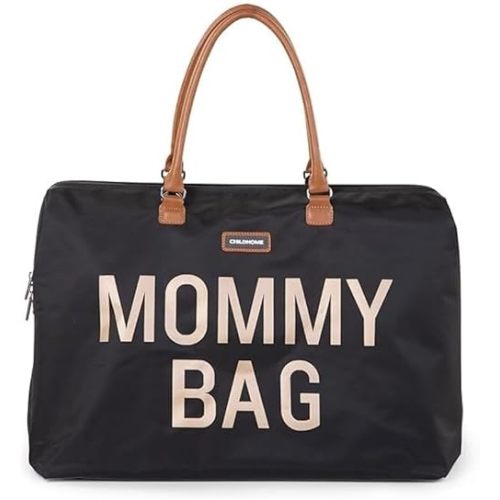Childhome The Original Mommy Bag, Large Baby Diaper Bag, Mommy Hospital Bag, Large Tote Bag, Mommy Travel Bag, Baby Bag Tote, Pregnancy Must Haves (Black Gold)