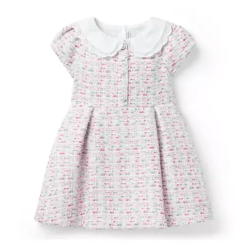 Girl White The Eyelet Collar Tweed Dress by Janie and Jack