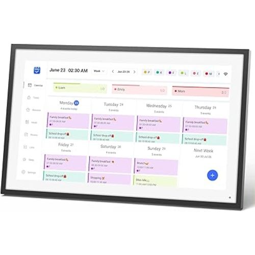 LOOFII 15.6 Inch Smart Digital Calendar – 1920×1080 Full HD Touchscreen Calendar & Family Planner with Chore Chart & Meal Planner, Wall-Mountable (Black White)