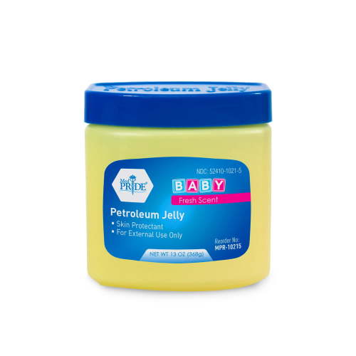 MEDPRIDE Baby Petroleum Jelly 13 Oz Blue – Skin Protectant & Moisturizer for Dry Skin, Diaper Rash, Baby Scented Petroleum Jelly