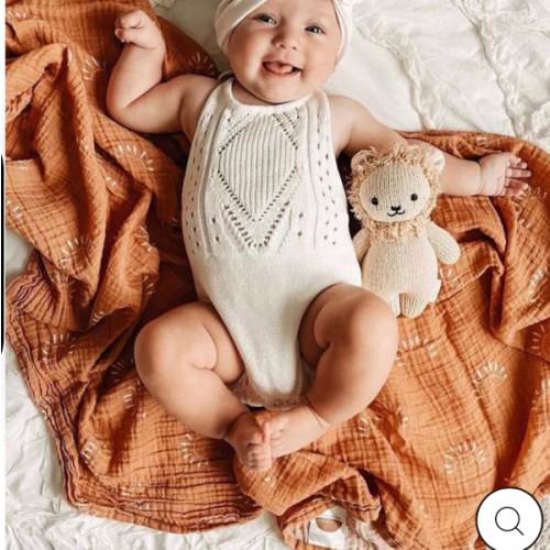 Drake Crochet Halter Romper - Gardenia - Bailey's Blossoms - 0-3 Months