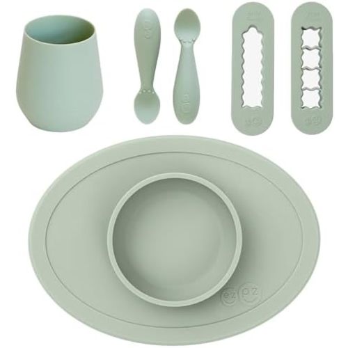 First Foods Bundle 6m+ (Sage) Tiny Bowl + Tiny Spoons + Tiny Cup + Food Cutters Baby Essentials