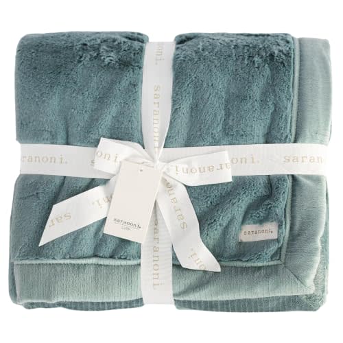 SARANONI Oversized Luxury Blanket | Breathable Super Soft, Lush, Plush Comfy Blankets for Adults | Eucalyptus - X-Large 60” x 80”