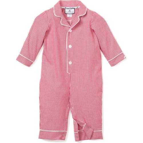 Gingham Check Flannel One-Piece Pajamas, 6-9M