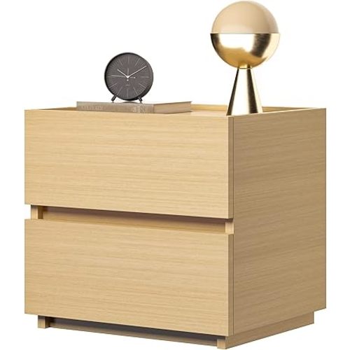 furtble Stackable 2-Drawer Dresser, Multi-Purpose Storage Closet Cube for Bedroom, Storage Cabinet for Entryway, Nightstand Sofa Beside Table Drawer Chest, 15.8 in, Oak