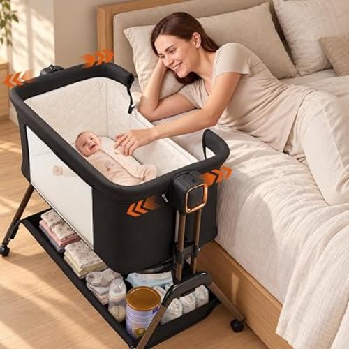 Uuoeebb Baby Bassinet, 5 in 1 Bedside Bassinet for Baby, Rocking Bassinet