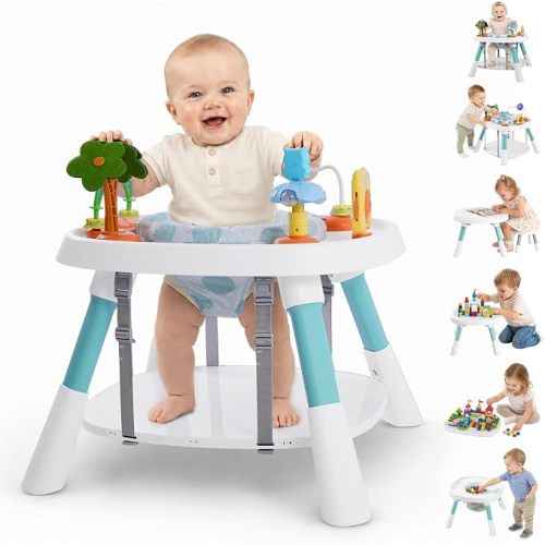 6-in-1 Baby Activity Center, Stationary Standing Activity Table (White)