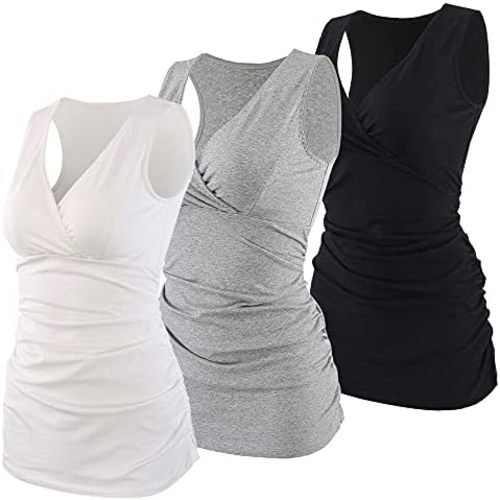 Women's Cotton V Neck Tank Top for Maternity and Nursing