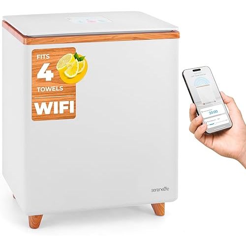 SereneLife WIFI Luxury Rectangle Towel Warmer - Spa & Bathroom Blanket Heater with Custom Fragrance, Auto Shut-Off, Fits 2 large Towels, Blankets, Bathrobes, PJ's - Perfect Gift for Him & Her