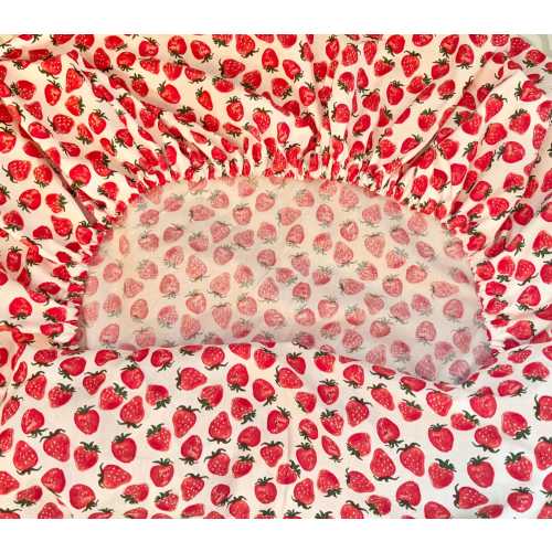 Standard crib or toddler bed fitted crib sheet, homestead and cottagecore, farmhouse, strawberry themed nursery baby shower gift