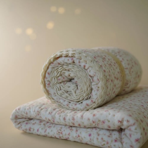 Organic Baby Bedding Floral Pattern Pink Flowers Cottage Style Shabby Chic Nursery Set Girl Crib Blanket Toddler Gift Holiday Present Cotton