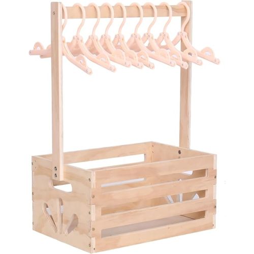 Wooden Baby Shower Crate Closet , Baby Storage nursery Crate Hamper with Handle, Gift Basket for Baby nursery Excluding hangers，Newborn Boy Girl Welcome Gift for New Mom Parents