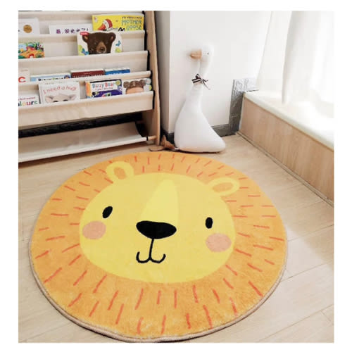 Poowe Kids Play Mat Baby Nursery Rug Round Educational Alphabet Soft Area Rug Non Slip for Children Toddlers Bedroom (Round 47.2", Lion)