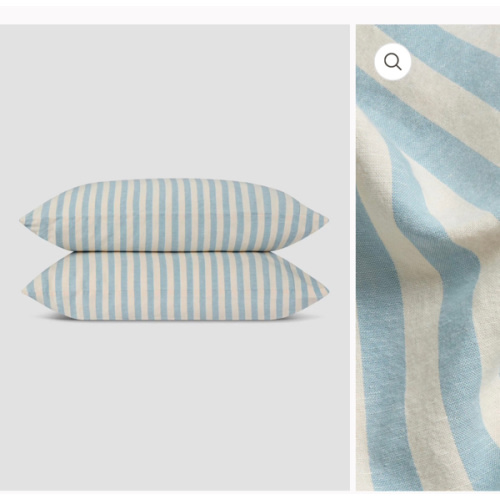 Coastal Blue Pembroke Stripe Linen Blend Pillowcase (Pair) | Piglet in Bed US