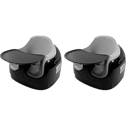 Bumbo 2 Pack 3-in-1 Multi-Seat for 6 to 36 Months, Travel Baby Feeding and Play Floor Seat, All-in-One Portable Booster with Tray & Toddler High Chair, Black/Cool Grey