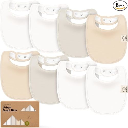 KeaBabies 8-Pack Organic Baby Bibs for Drooling and Teething (Purest)