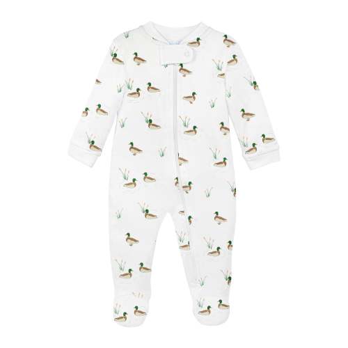 Mallard Ducks Printed Zipper Footie | Baby Boy