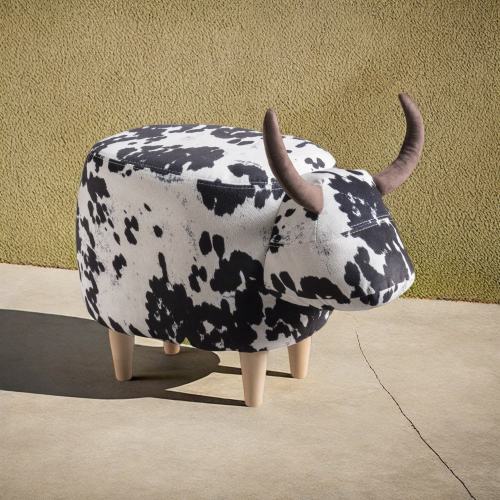 Bessie Fabric Cow Ottoman by Christopher Knight Home