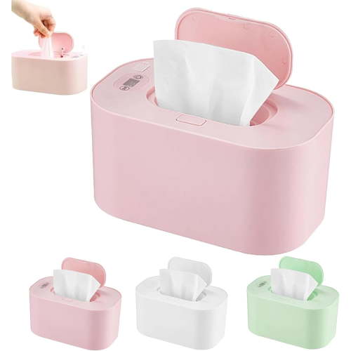 Portable Wipe Warmer Dispenser with LED Display - USB Powered, Adjustable Temperature Control, Even Heating, Large Capacity for Home, Car & Travel (Pink)(XX)