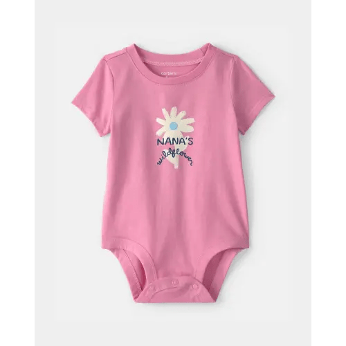 Baby Girl 'Nana's Wildflower' Graphic Bodysuit - Pink | Carter's