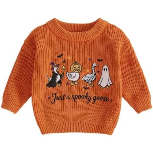 Baby Boy Girl Halloween Sweater Pumpkin Long Sleeve Knit Tops
