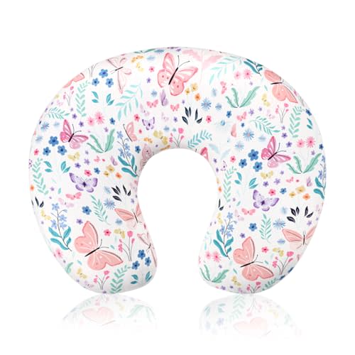 Nursing Pillow Cover, Ultra Soft Breastfeeding Pillow Covers for Newborn Baby Boys and Girls, Easy Removal and Machine Washable Slipcover, Pillowcase Only (Butterfly)