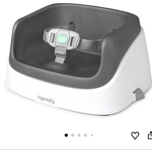 Ingenuity SmartClean Toddler Booster Seat for Kitchen Chair – Lightweight for on-the-go, Easy-Clean, 3-Point Harness Strap – Booster Seat for Dining Table, Slate