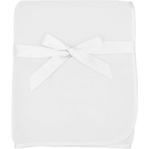American Baby Company Fleece Blanket with Silk-Like Satin Trim, Soft, Warm & Cozy, White, 30" x 30" for Boys and Girls, Perfect for Baby Carrier, Stroller, Travel and Gifting