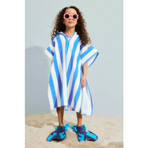 STRIPED COTTON HOODED TOWEL WRAP