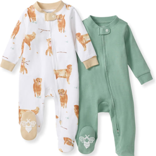Burt's Bees Baby Boys Sleep and Play PJs, 100% Organic Cotton One-Piece Zip Front Romper Jumpsuit Pajamas