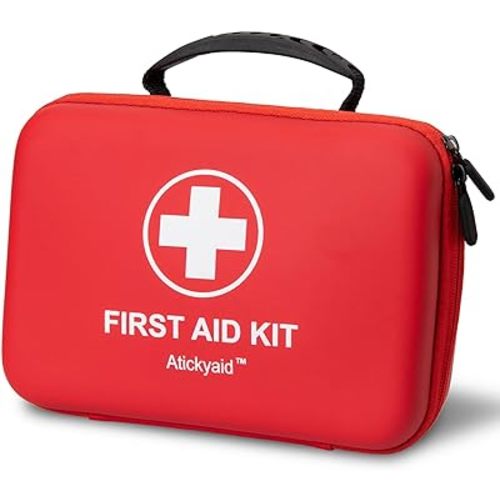 Atickyaid Mini First Aid Kit - 140 Piece Small First Aid Medical Kit for Car, Home, Office, Travel, Camping, Sports, Outdoor, School - Emergency First Aid Supplies and Survival Kit