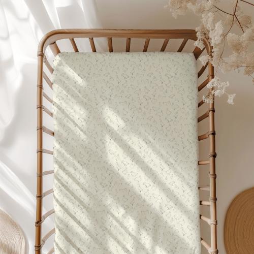 Ivory Duck Crib Sheet – Hand-Drawn Sketched Duck Baby Bedding, Fitted Jersey Knit Crib Mattress Cover 28x52, Nursery Gift