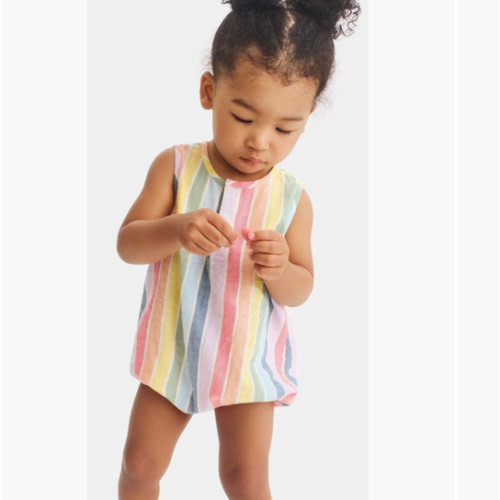 Baby Henley Bubble In Rainbow Stripe