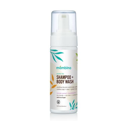 Mambino Organics Soothe Me Shampoo & Body Wash for Kids - Hypoallergenic, Plant-Based, Eco-Friendly Body and Hair Cleanser for Sensitive Skin - Lavender & Green Tea 5.5floz