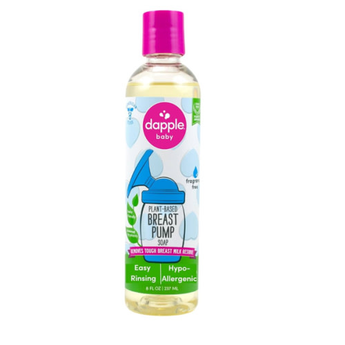 Dapple Breast Pump Soap Baby, 8 Fl Oz Bottle, Fragrance Free, Plant Based & Hypoallergenic Liquid Soap - Easy Rinse Formula Removes Milk Residue & Leaves No Taste
