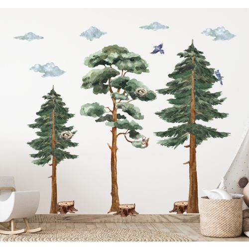XL Woodland Fabric Wall Decal, Backwoods Woodland Nursery Décor, Forest Nursery decals woodland nursery