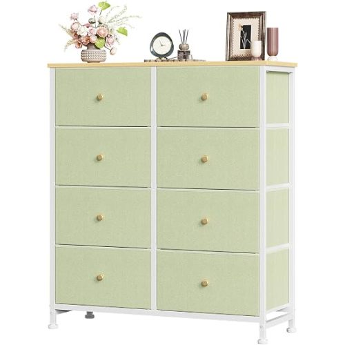 Sweetcrispy 8 Drawer Fabric Dresser, Tall Storage Tower for Bedroom
