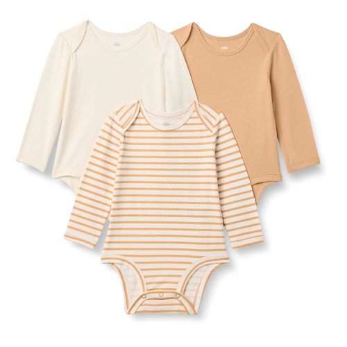 Amazon Essentials x Sofia Grainge Unisex Babies' Long Sleeve Crew Neck Bodysuit, Pack of 3