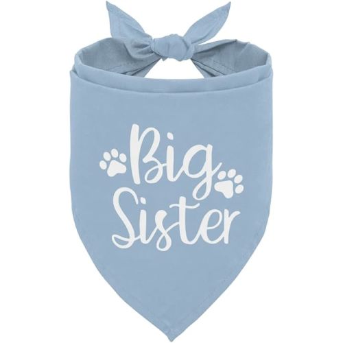 Big Sister Dog Bandana; Light Blue Big Sister Pregnancy Announcement Scarf for Small to Large Dogs