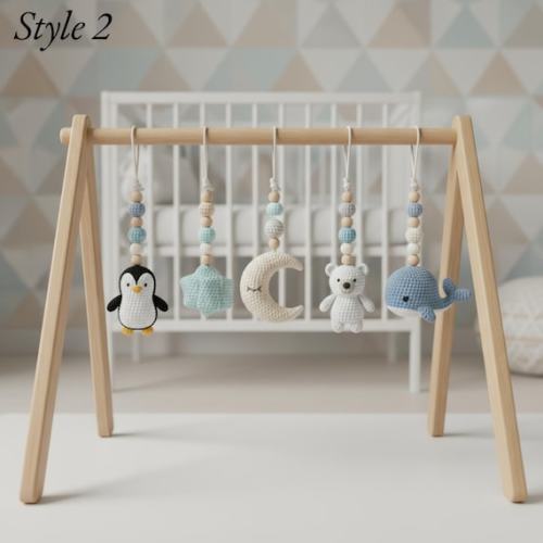 Handmade Custom Polar Baby Gym | Personalized Wooden Play Gym With Crochet Arctic Theme Toys | Neutral Montessori Nursery Decor - Etsy