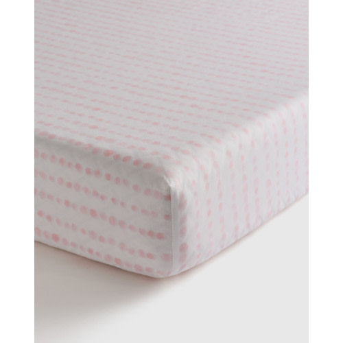 Organic Cotton Pattern Crib Sheet in Pink Brushstroke Dot
