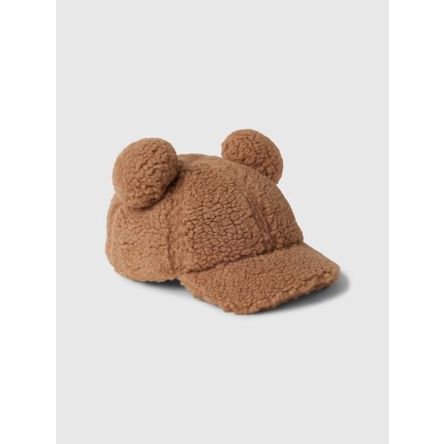 Toddler Sherpa Bear Baseball Hat in bronzed blush, size: S/M