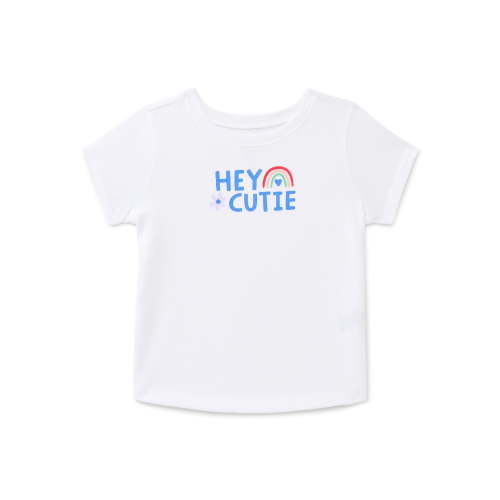 Wonder Nation Baby Girls Crewneck Tee with Short Sleeves, Sizes 0/3M-24M