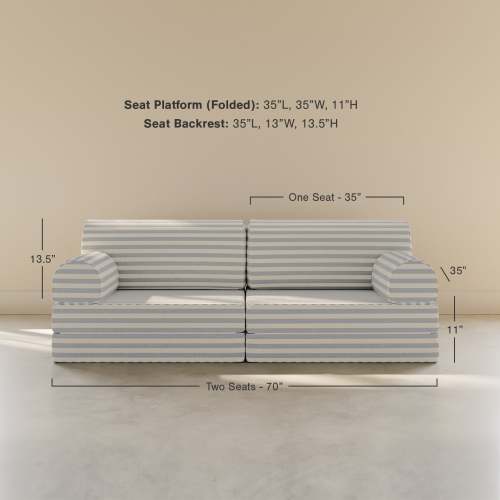 Blue Striped Play Couch Seat | Bennett in Hydrangea | House of Noa