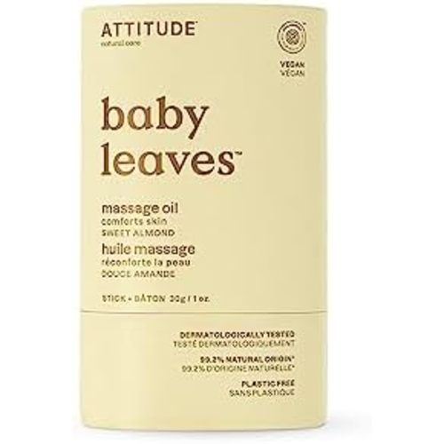 ATTITUDE Baby Massage Oil Bar, Sweet Almond, EWG Verified, 1 Oz