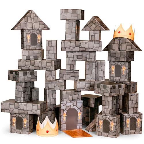 National Geographic Jumbo Cardboard Building Blocks – 45-Pc. Extra-Thick Cardboard Bricks for Kids, Build a Castle Play House, Indoor Playhouse, Large Building Blocks, Kids Giant Blocks