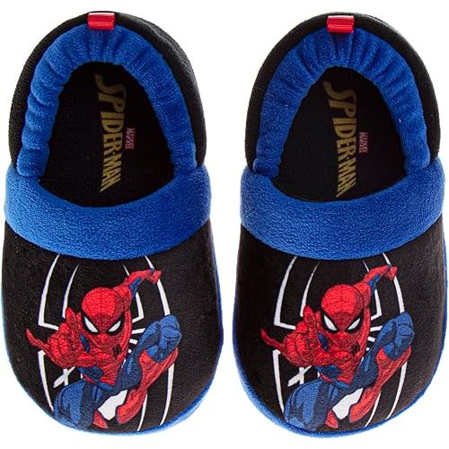 Marvel Spiderman Slipper Boots for Boys - The Amazing Spidey House Shoes Indoor Cozy Plush Slippers (sizes: 5-10 Toddlers / 11-12 Little Kids)